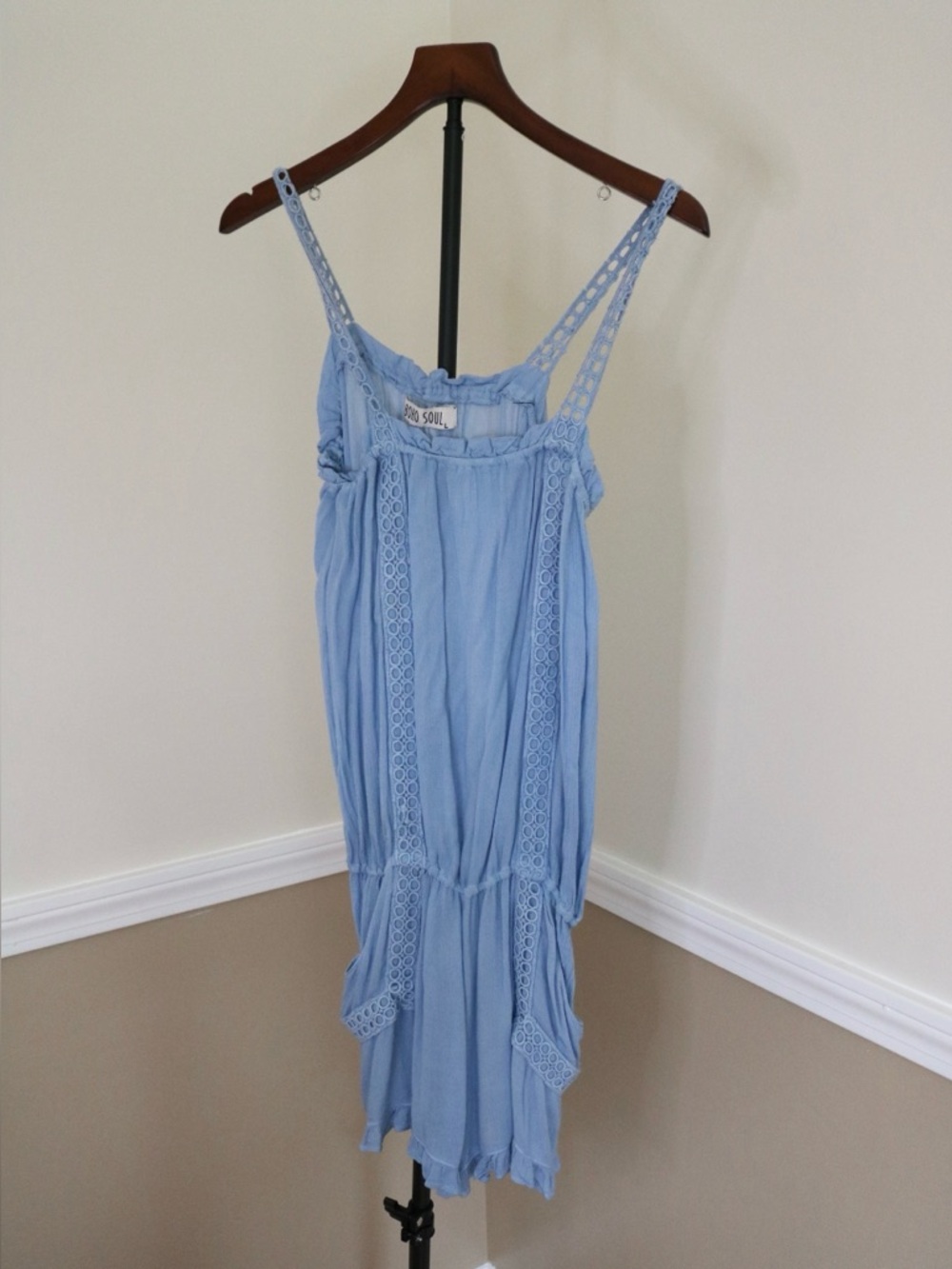 Light Blue Lace-Trim Summer Shorts Romper Onesie